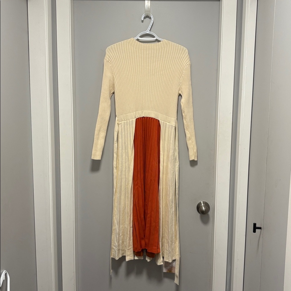 Chicwish NWT Medium Orange And Cream Sweater Dress Sooo Soft